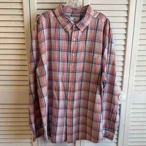 Southern Tide Button-Down Plaid Shirt in Coral and Blue - Men's Casual